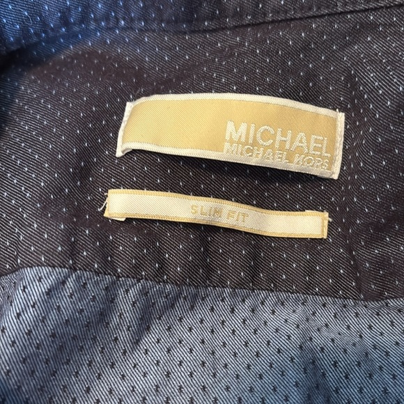 MICHAEL Michael Kors men’s blue polka dot button down shirt size 15-15.5 - Picture 7 of 9